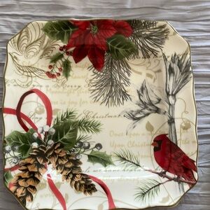 222 FIFTH Holiday Wishes square 81/2”China plate